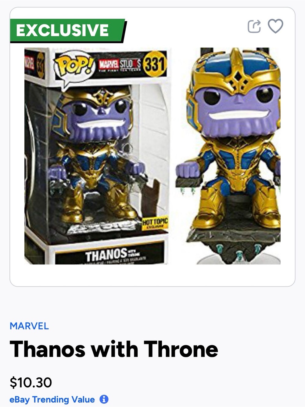 Marvel Thanos Funko Pop! Figure in Purple, Blue & Gold- 331